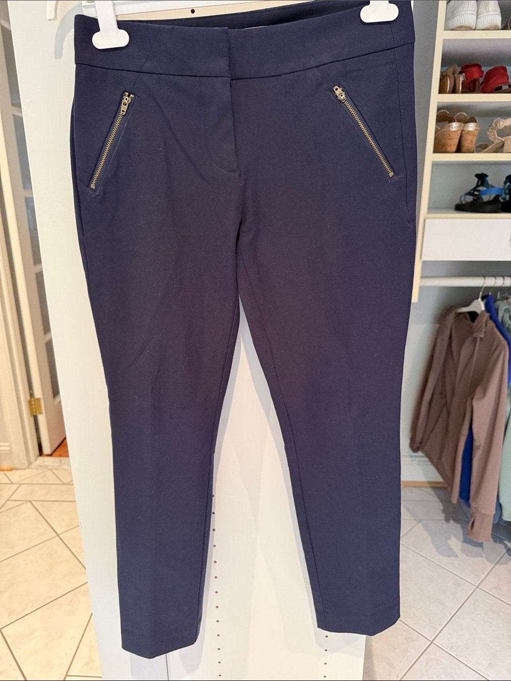 LOFT Navy Ankle Zip-Pocket Pants